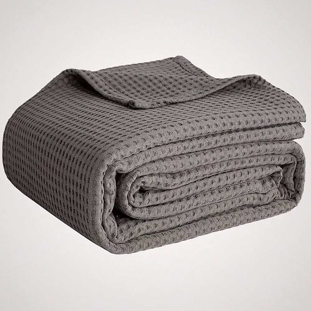 100%Cotton Blankets Throw Size For Bed Waffle Weave Blankets Summer Lightweight