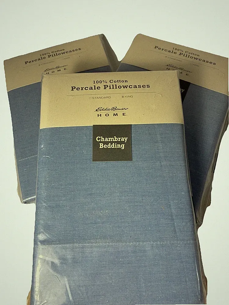Eddie Bauer Chambray Bedding Pillowcases Standard or King Size - You Pick!