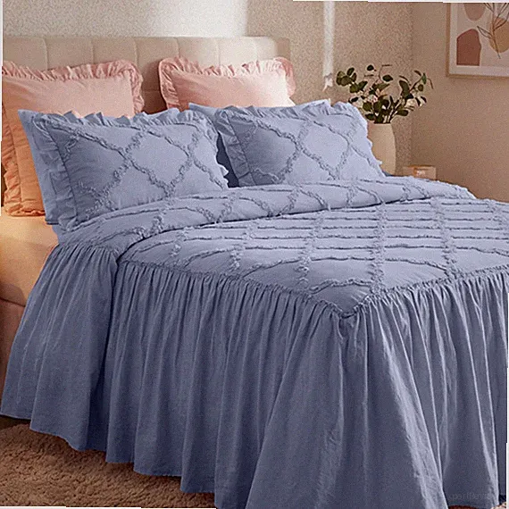 Emryn House 100% Cotton Chenille Bedspread Set (King, Stonewash)