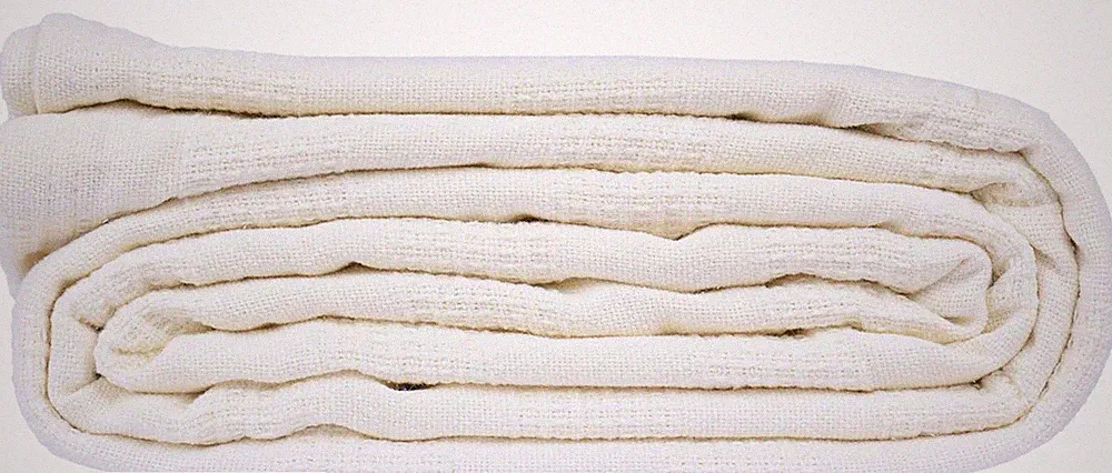 Hospital Thermal Blanket Throw Snag Free | 100% Cotton | Twin 66" x 90" | White