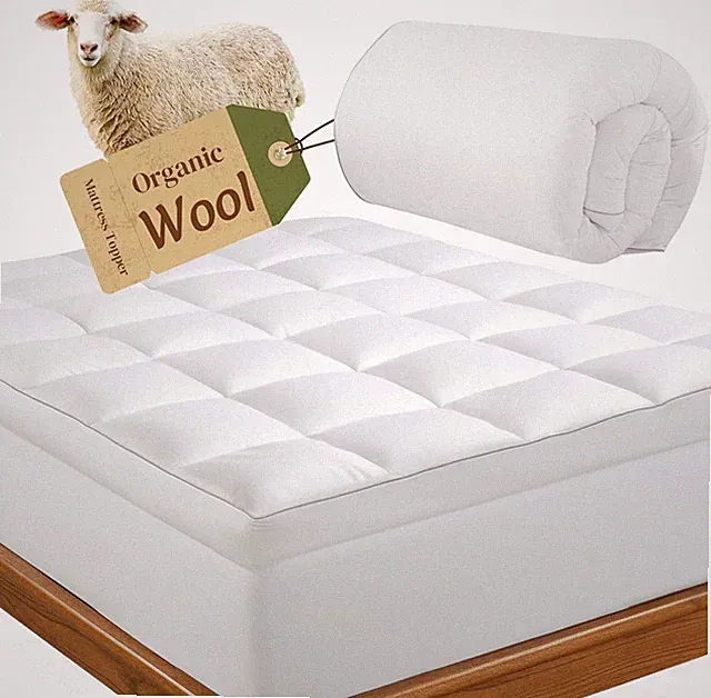 Queen 2000GSM Australian Merino Wool Mattress Topper Plush Cotton Cover 80x60