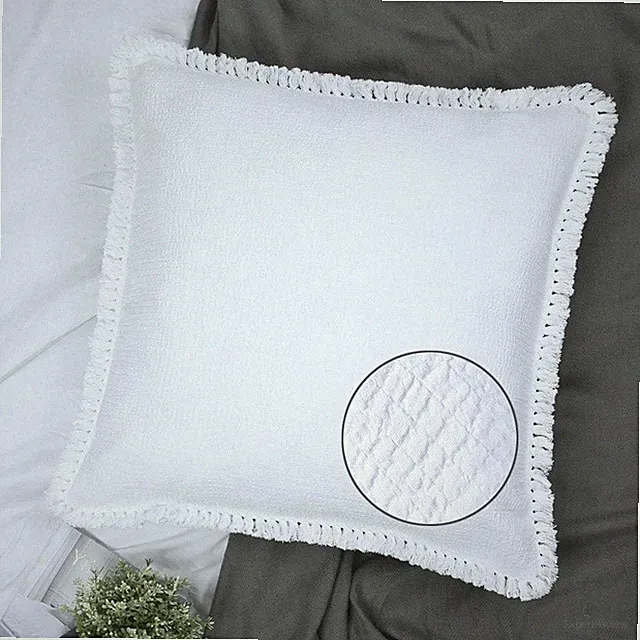 Quilted Euro Sham White Set of 2 Muslin Cotton 26×26 European Pillow Cover Tasse