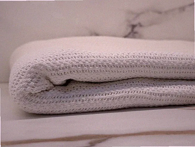 White Woven 100% Cotton Bed Blanket 66x90 Thin Lightweight Breathable